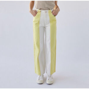 BDG High & Wide Jean Colorblock Yellow White, size 26